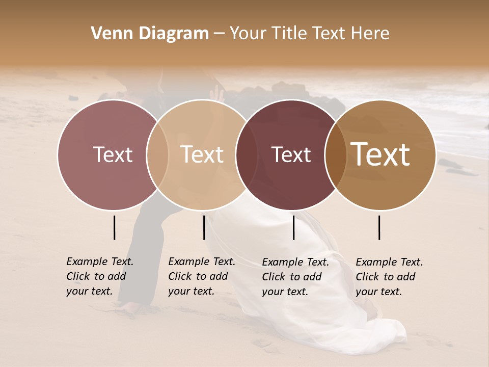 A Bride And Groom Share A Kiss On The Beach. PowerPoint Template