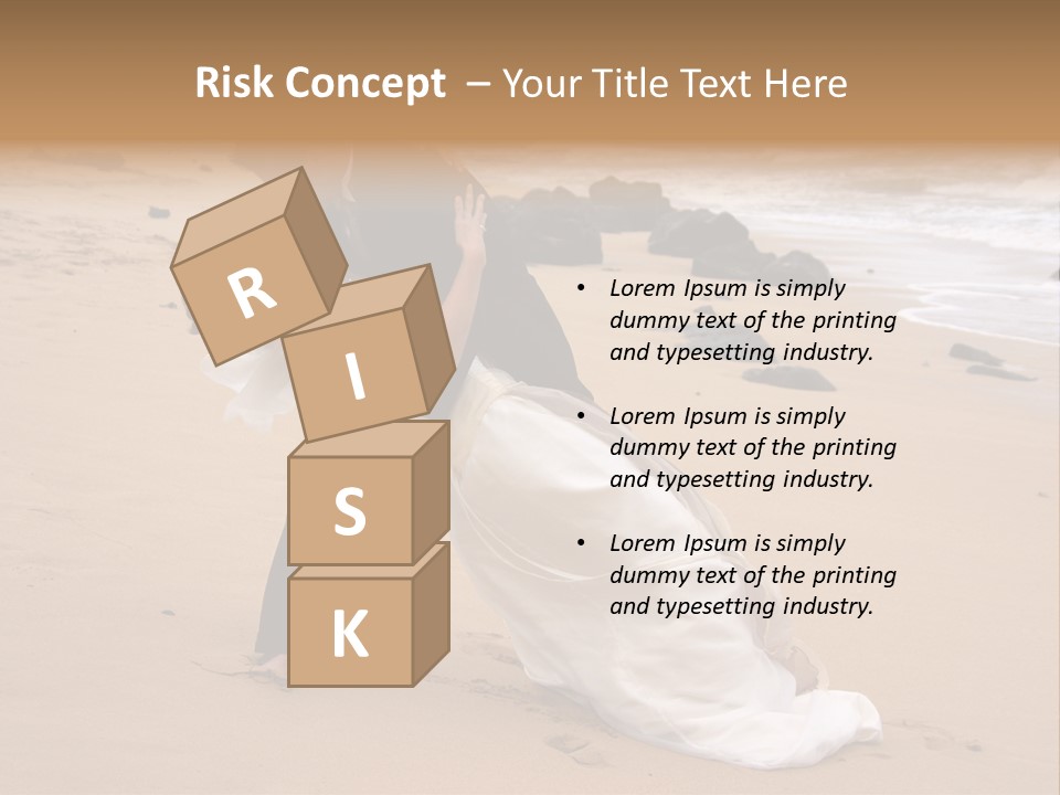 A Bride And Groom Share A Kiss On The Beach. PowerPoint Template