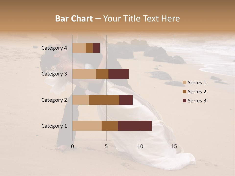 A Bride And Groom Share A Kiss On The Beach. PowerPoint Template