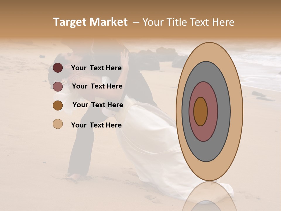 A Bride And Groom Share A Kiss On The Beach. PowerPoint Template