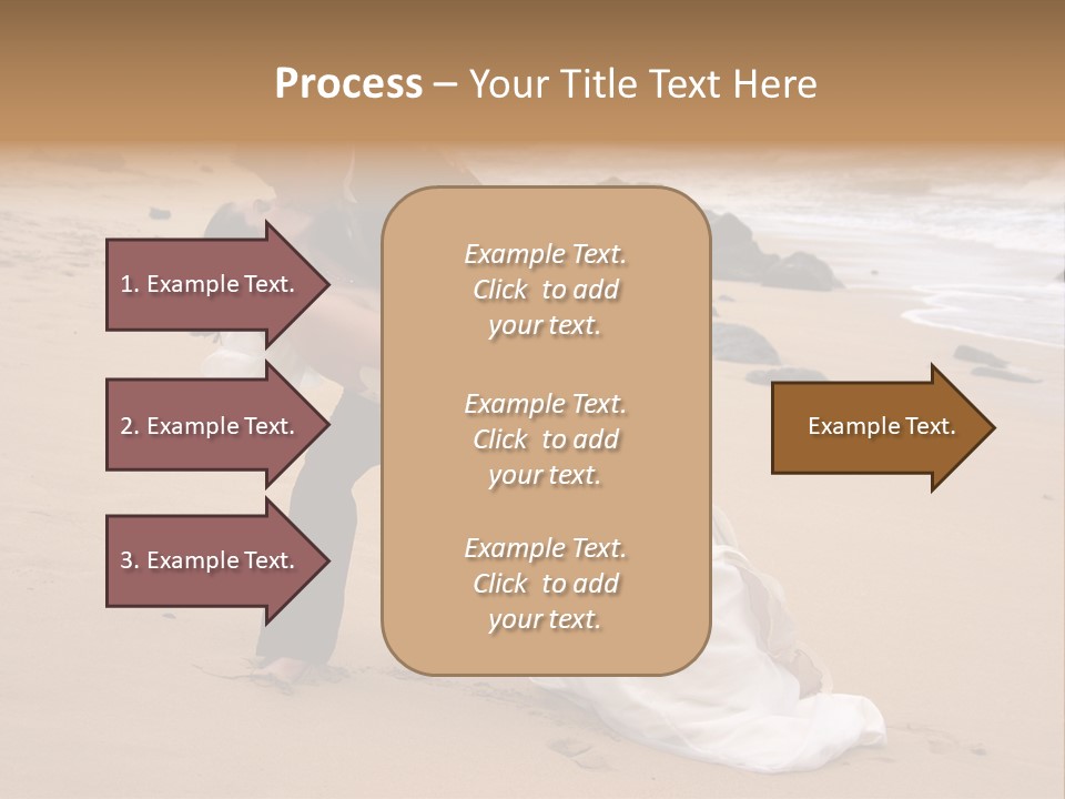 A Bride And Groom Share A Kiss On The Beach. PowerPoint Template
