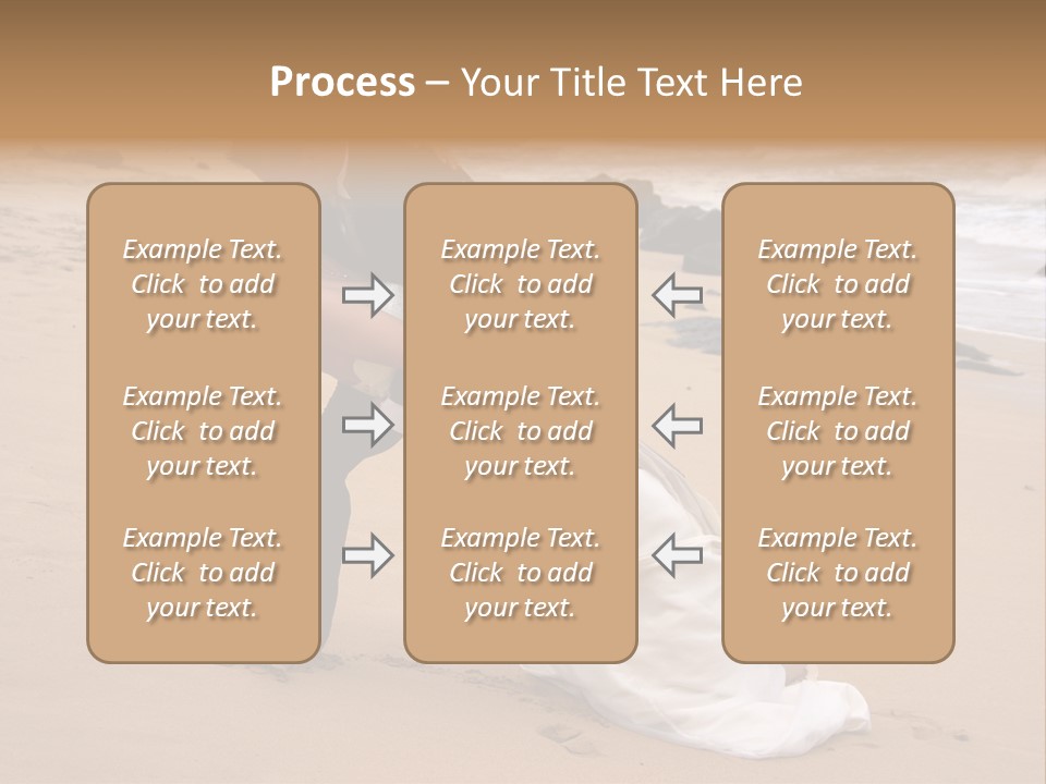 A Bride And Groom Share A Kiss On The Beach. PowerPoint Template