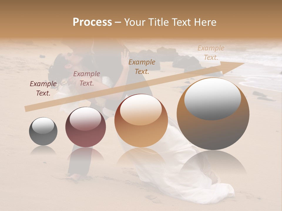 A Bride And Groom Share A Kiss On The Beach. PowerPoint Template