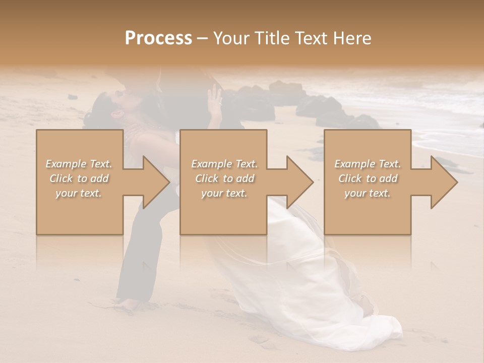 A Bride And Groom Share A Kiss On The Beach. PowerPoint Template