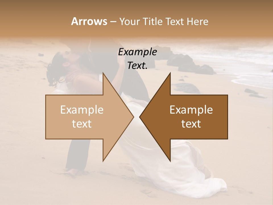 A Bride And Groom Share A Kiss On The Beach. PowerPoint Template