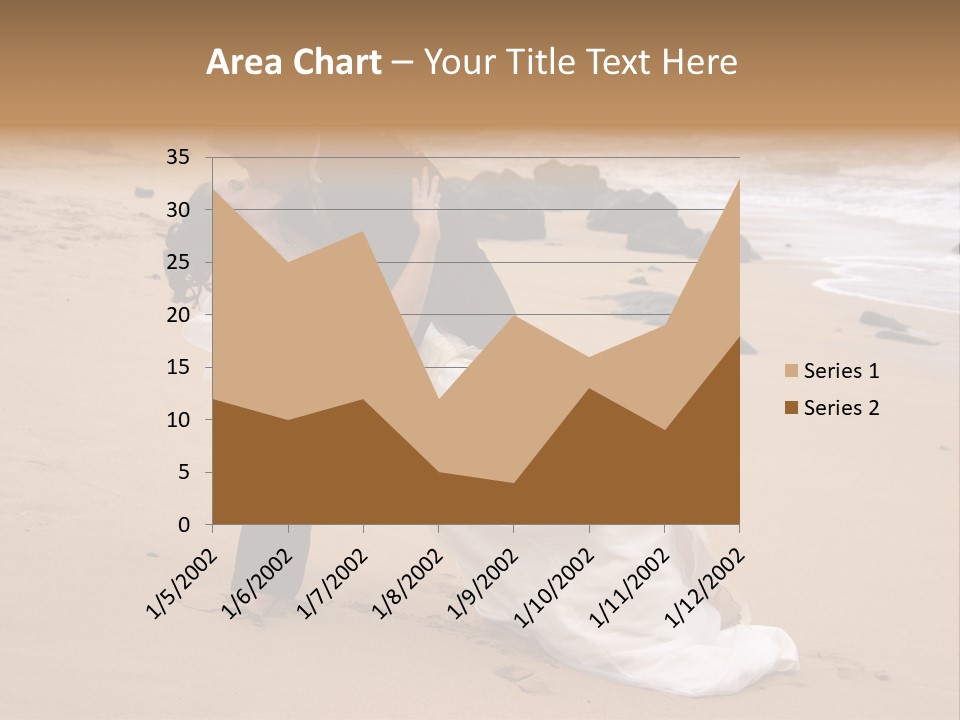 A Bride And Groom Share A Kiss On The Beach. PowerPoint Template