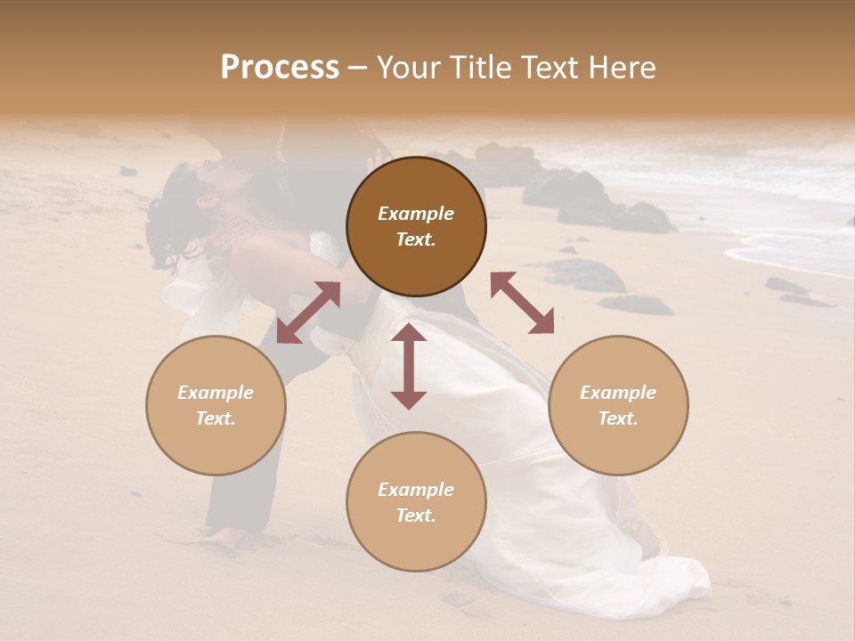 A Bride And Groom Share A Kiss On The Beach. PowerPoint Template