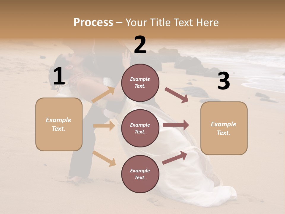 A Bride And Groom Share A Kiss On The Beach. PowerPoint Template
