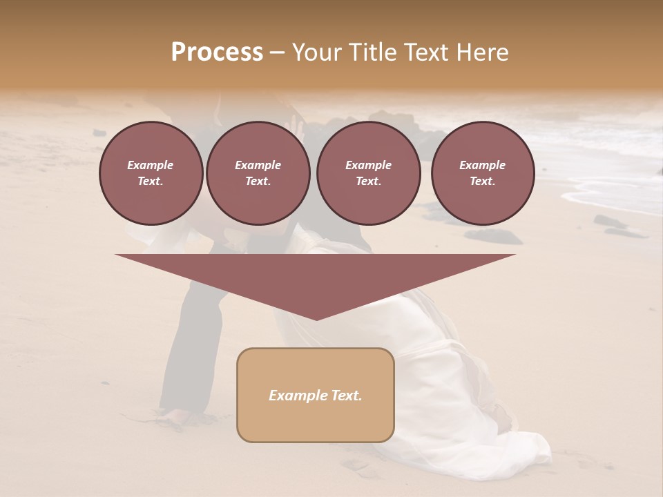 A Bride And Groom Share A Kiss On The Beach. PowerPoint Template