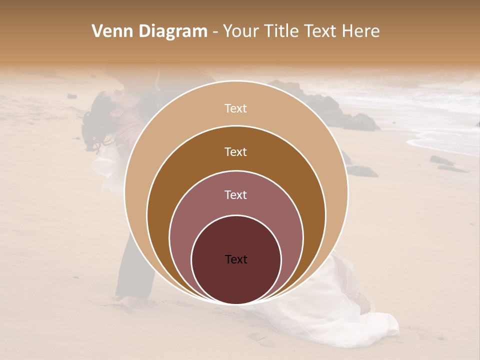 A Bride And Groom Share A Kiss On The Beach. PowerPoint Template