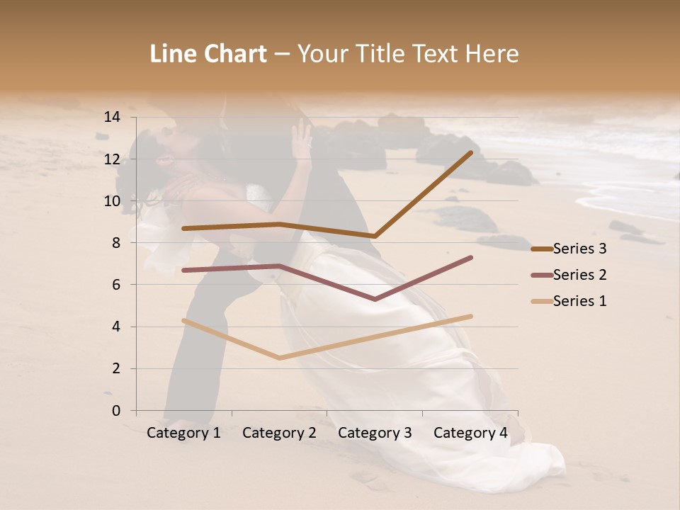 A Bride And Groom Share A Kiss On The Beach. PowerPoint Template