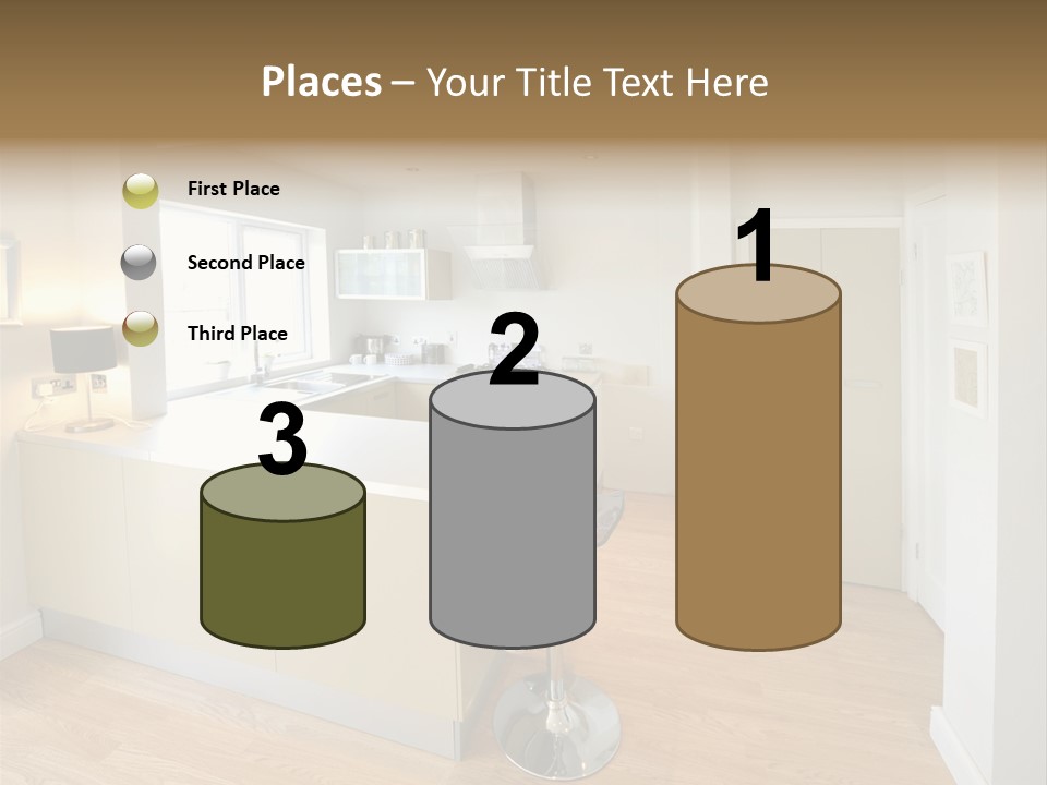 Colour Image Kitchen In Newly Restored Rebuilt House Work Surfaces PowerPoint Template