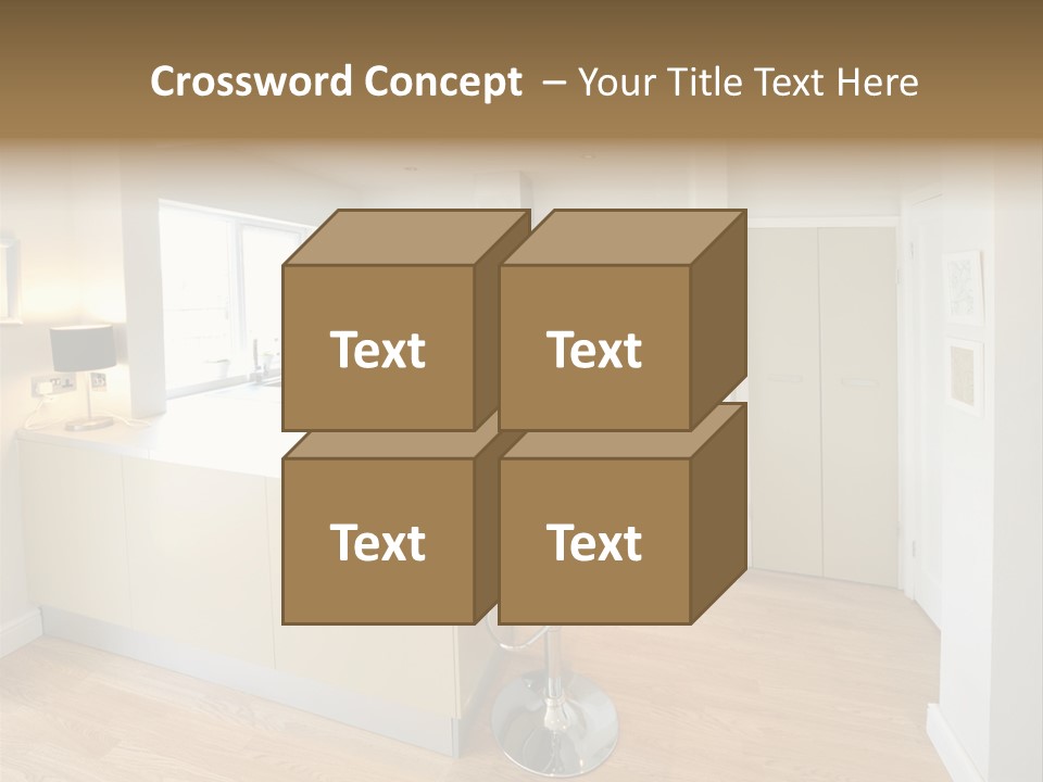 Colour Image Kitchen In Newly Restored Rebuilt House Work Surfaces PowerPoint Template