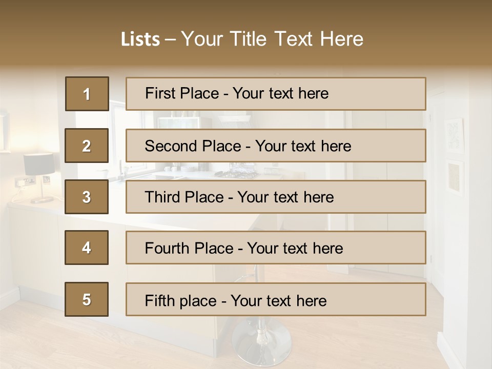 Colour Image Kitchen In Newly Restored Rebuilt House Work Surfaces PowerPoint Template