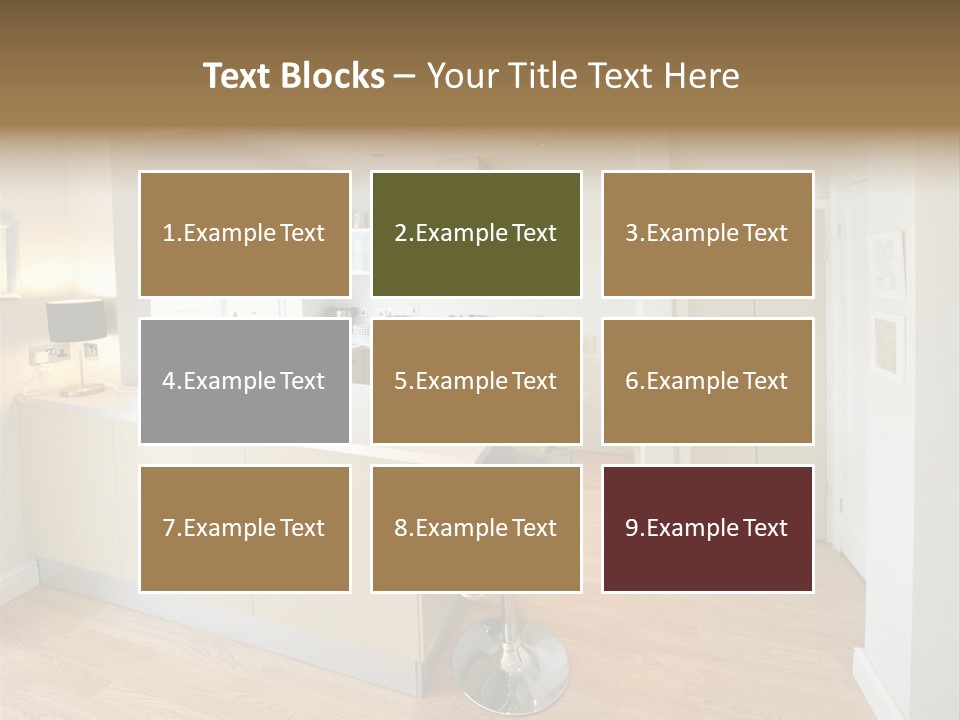 Colour Image Kitchen In Newly Restored Rebuilt House Work Surfaces PowerPoint Template