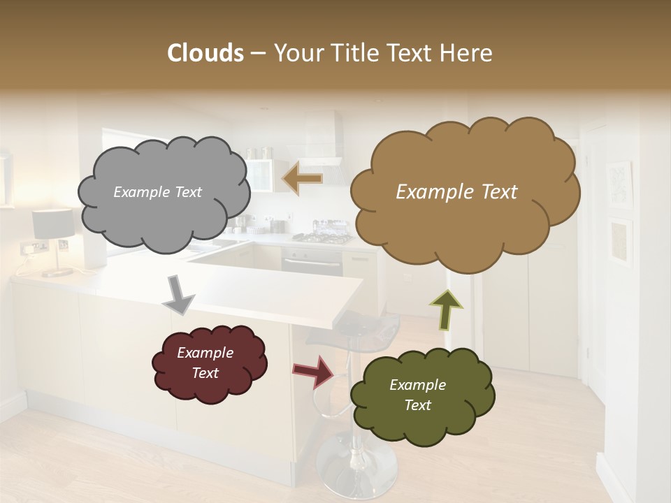 Colour Image Kitchen In Newly Restored Rebuilt House Work Surfaces PowerPoint Template