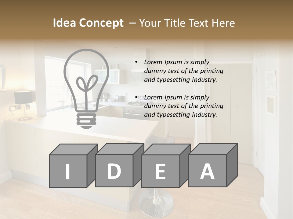 Colour Image Kitchen In Newly Restored Rebuilt House Work Surfaces PowerPoint Template