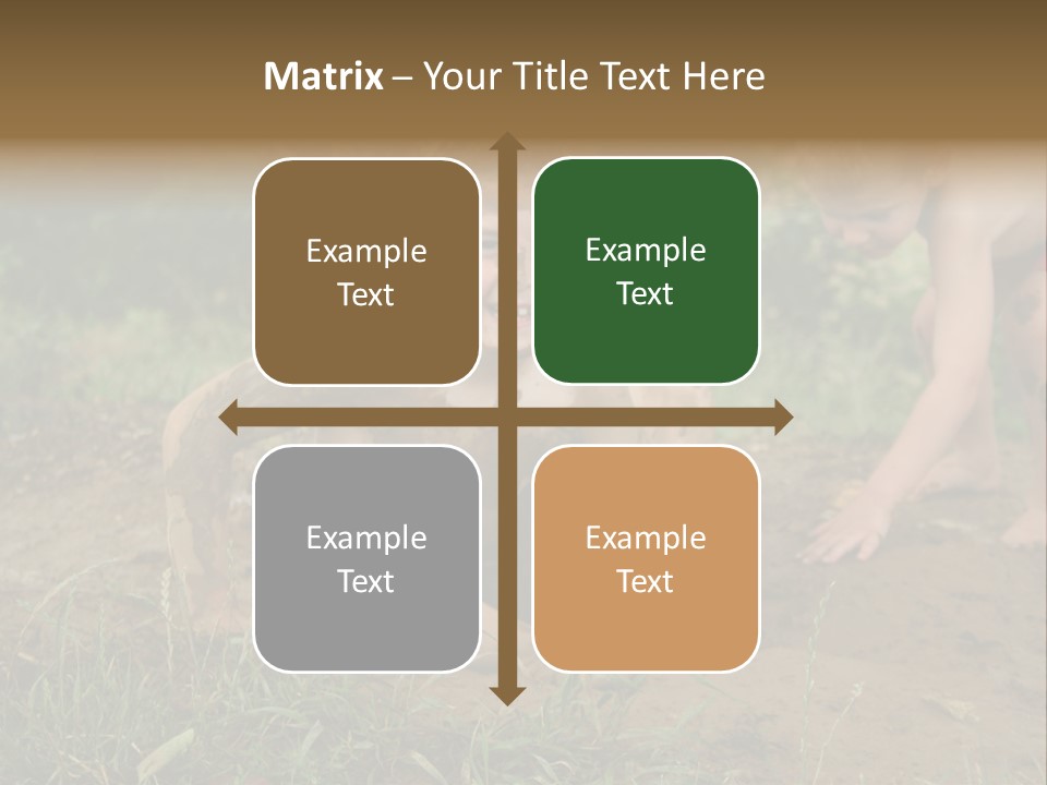 Boy Painted With Mud Sitting In Dirt Hole With Other Boys Playing In Background PowerPoint Template