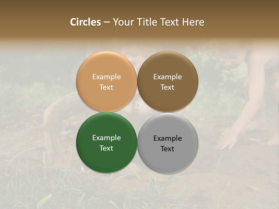 Boy Painted With Mud Sitting In Dirt Hole With Other Boys Playing In Background PowerPoint Template