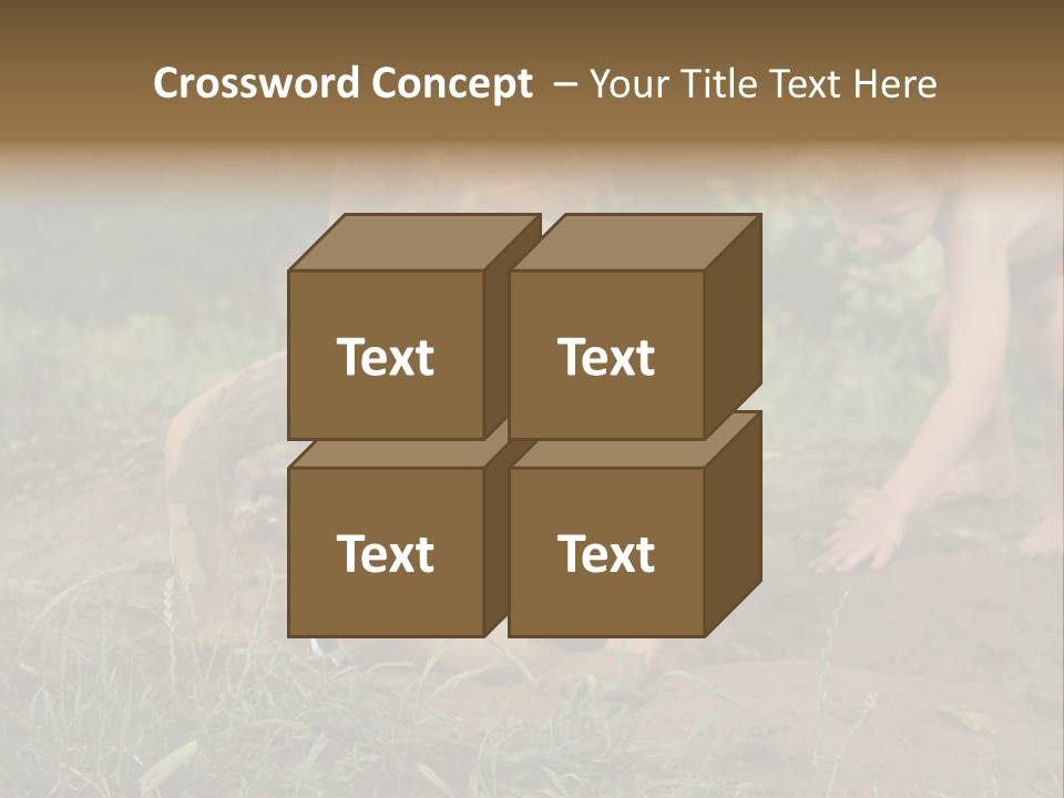 Boy Painted With Mud Sitting In Dirt Hole With Other Boys Playing In Background PowerPoint Template