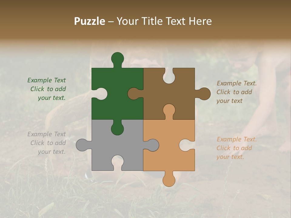 Boy Painted With Mud Sitting In Dirt Hole With Other Boys Playing In Background PowerPoint Template