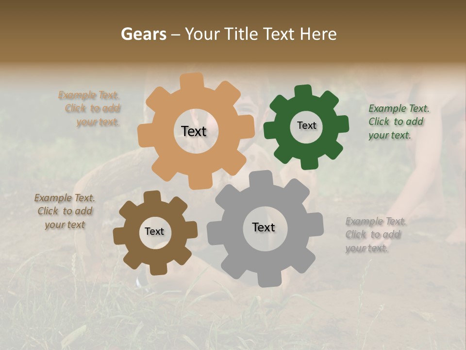 Boy Painted With Mud Sitting In Dirt Hole With Other Boys Playing In Background PowerPoint Template