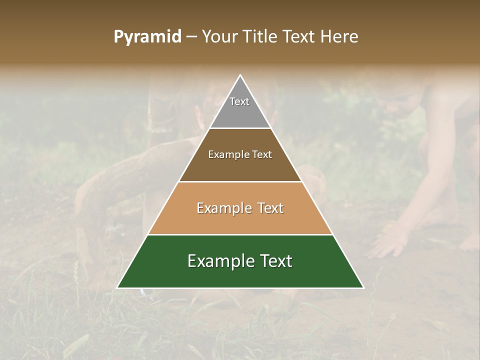 Boy Painted With Mud Sitting In Dirt Hole With Other Boys Playing In Background PowerPoint Template