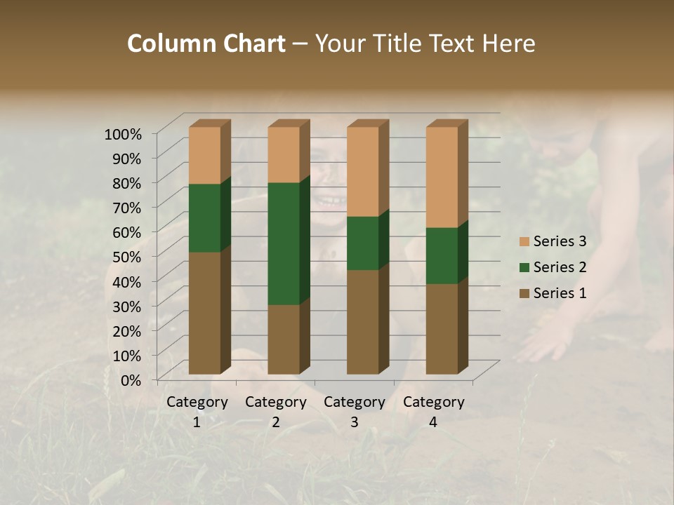 Boy Painted With Mud Sitting In Dirt Hole With Other Boys Playing In Background PowerPoint Template