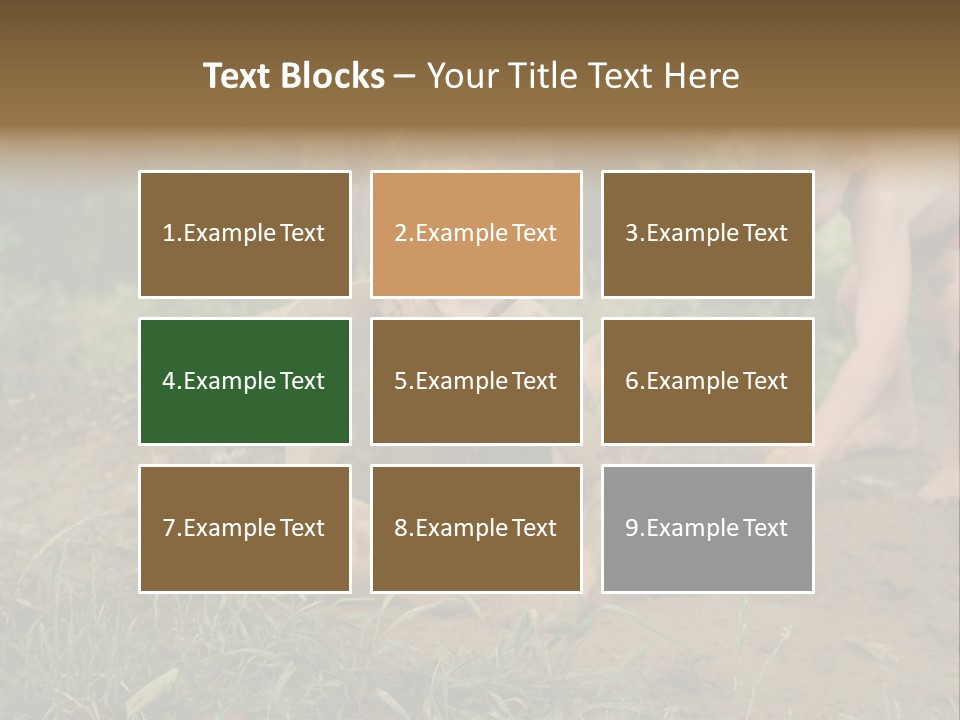 Boy Painted With Mud Sitting In Dirt Hole With Other Boys Playing In Background PowerPoint Template