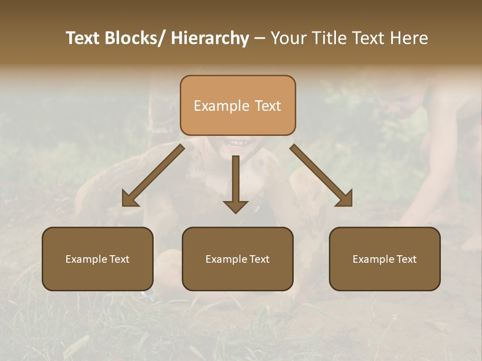 Boy Painted With Mud Sitting In Dirt Hole With Other Boys Playing In Background PowerPoint Template