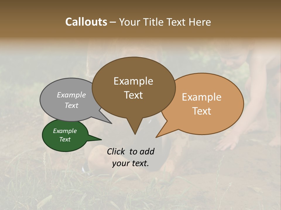 Boy Painted With Mud Sitting In Dirt Hole With Other Boys Playing In Background PowerPoint Template