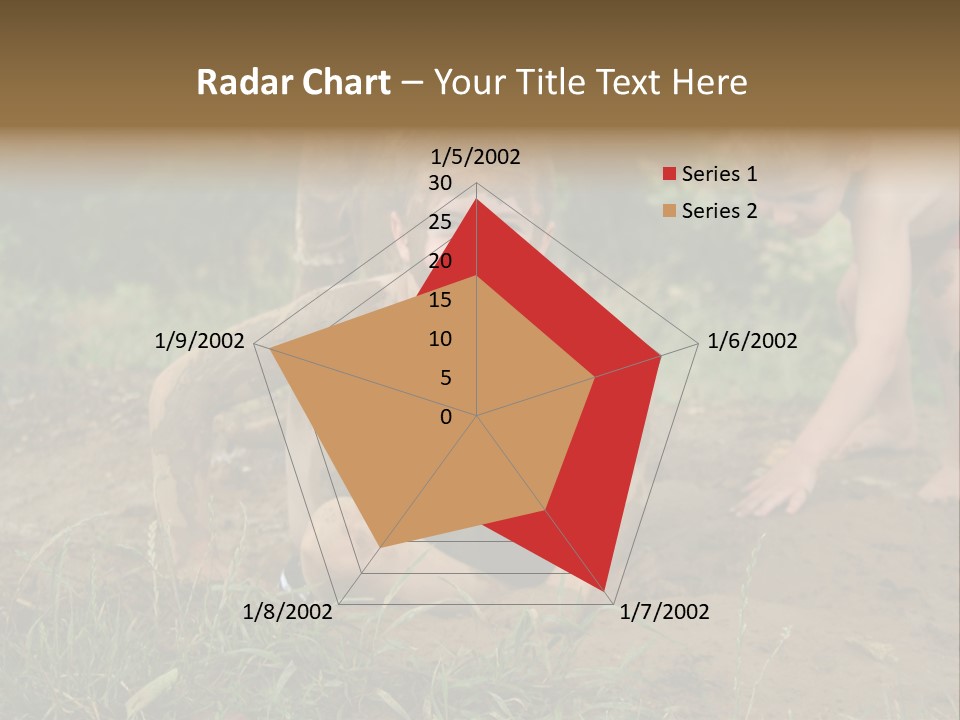 Boy Painted With Mud Sitting In Dirt Hole With Other Boys Playing In Background PowerPoint Template