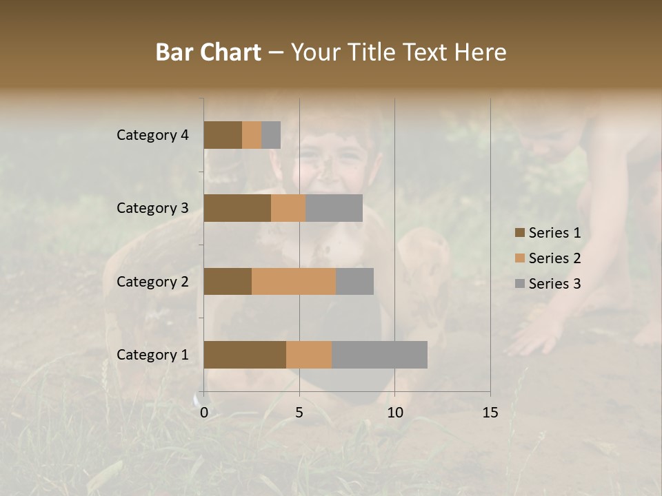 Boy Painted With Mud Sitting In Dirt Hole With Other Boys Playing In Background PowerPoint Template