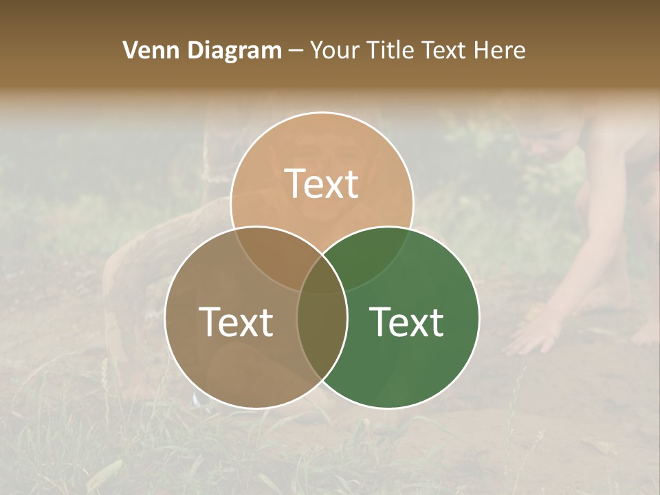 Boy Painted With Mud Sitting In Dirt Hole With Other Boys Playing In Background PowerPoint Template