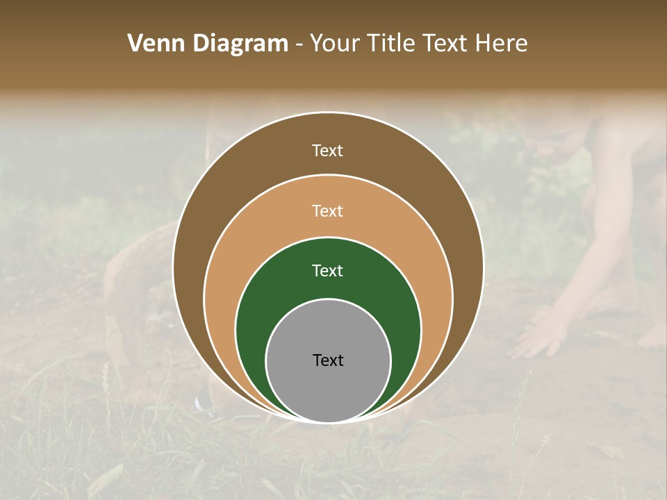 Boy Painted With Mud Sitting In Dirt Hole With Other Boys Playing In Background PowerPoint Template