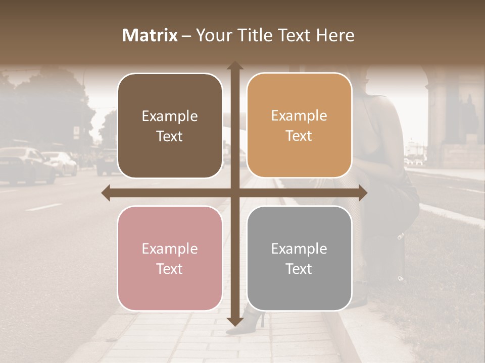 A Woman Is Sitting On A Post On The Side Of The Road PowerPoint Template