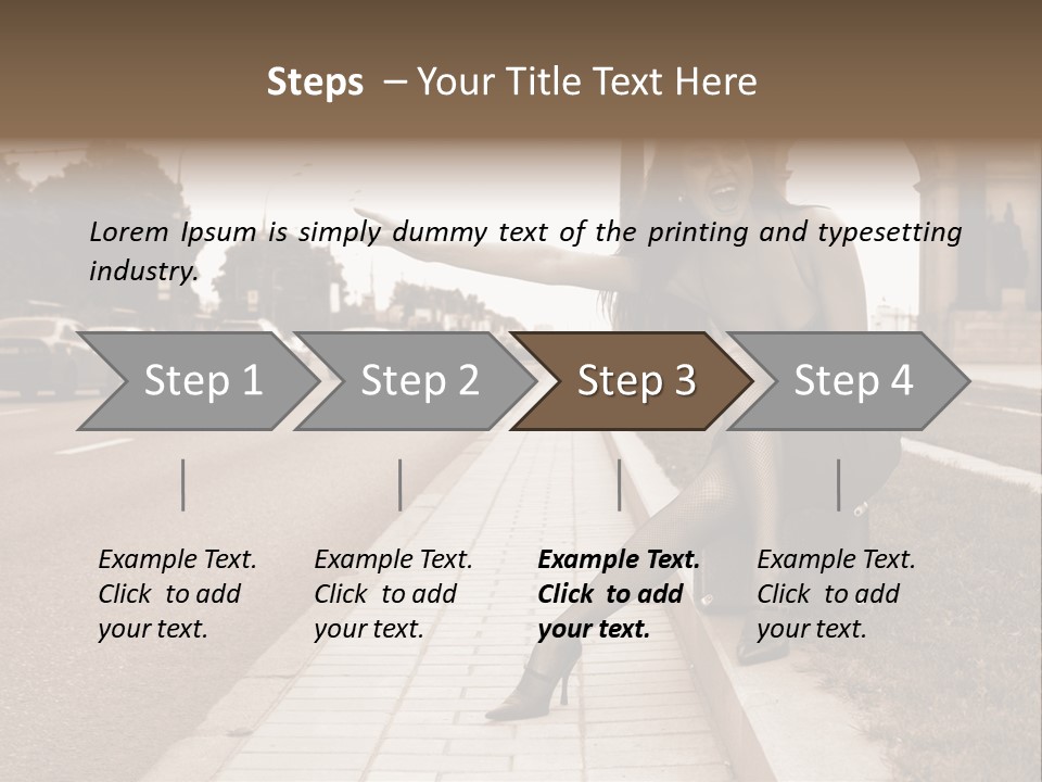 A Woman Is Sitting On A Post On The Side Of The Road PowerPoint Template