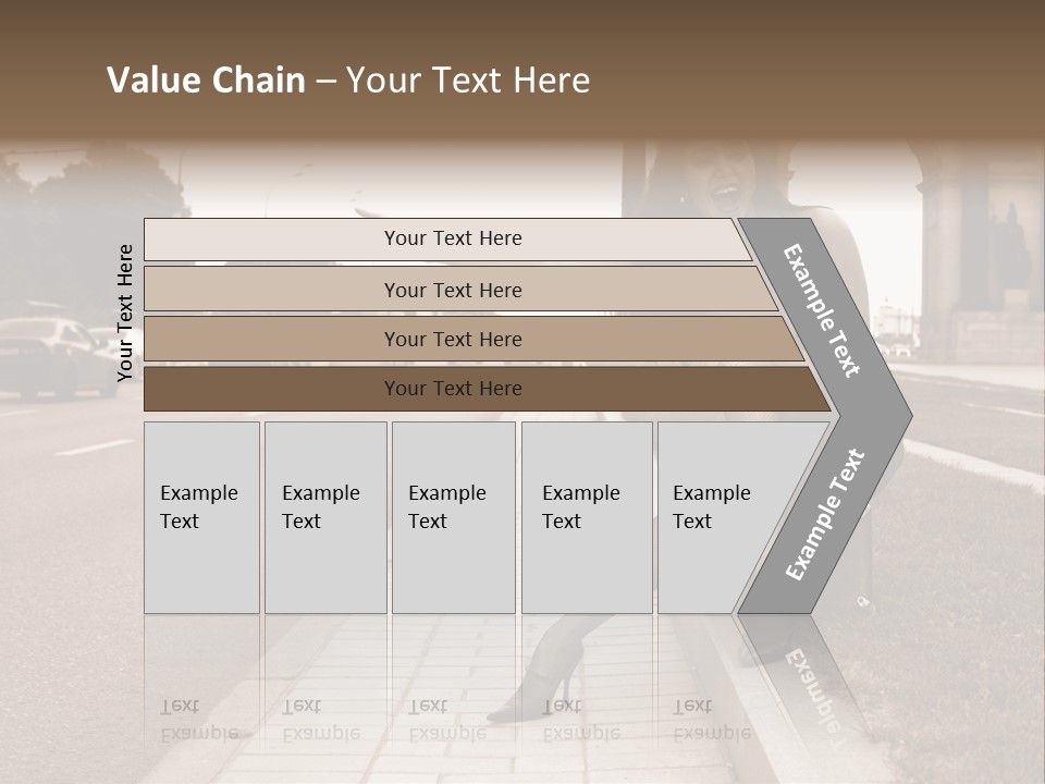 A Woman Is Sitting On A Post On The Side Of The Road PowerPoint Template