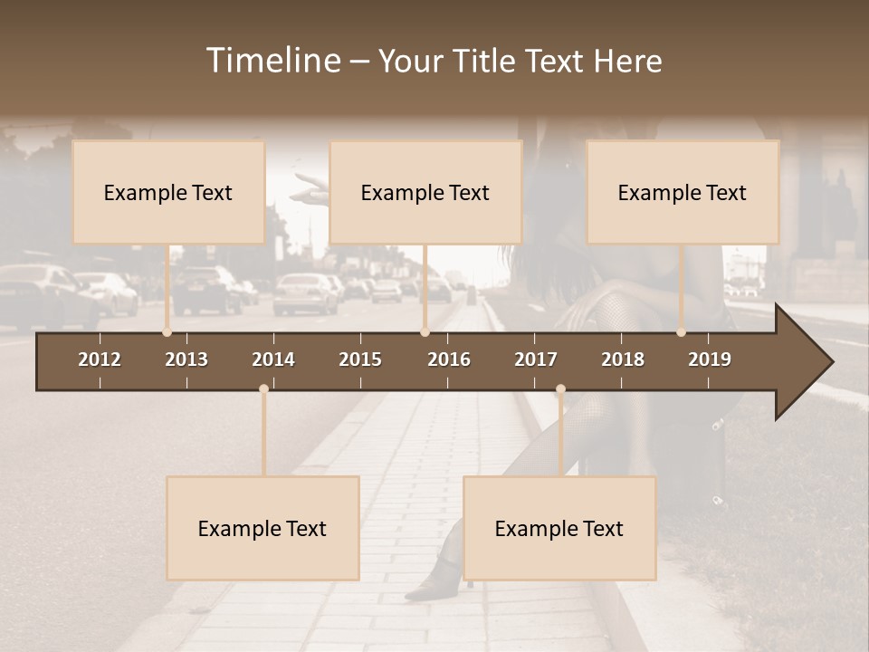 A Woman Is Sitting On A Post On The Side Of The Road PowerPoint Template
