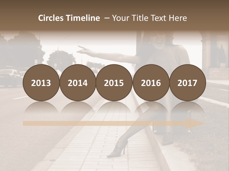 A Woman Is Sitting On A Post On The Side Of The Road PowerPoint Template