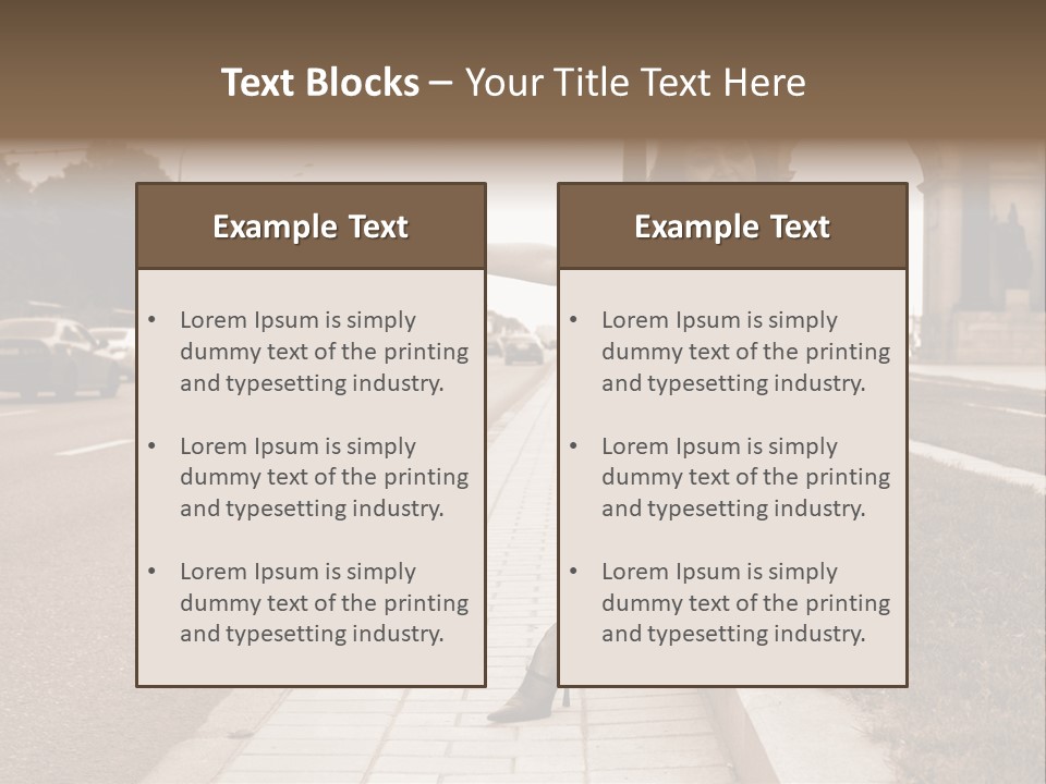A Woman Is Sitting On A Post On The Side Of The Road PowerPoint Template