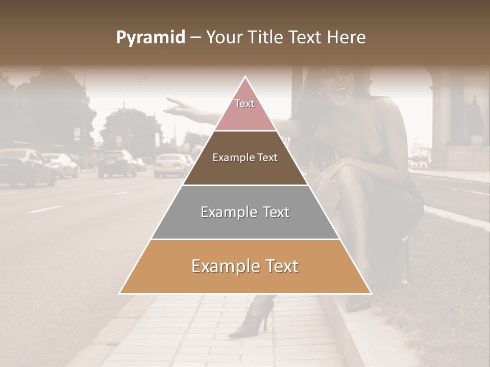 A Woman Is Sitting On A Post On The Side Of The Road PowerPoint Template