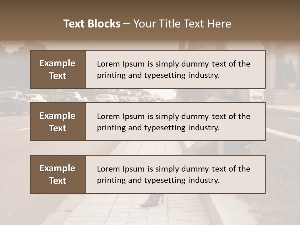 A Woman Is Sitting On A Post On The Side Of The Road PowerPoint Template