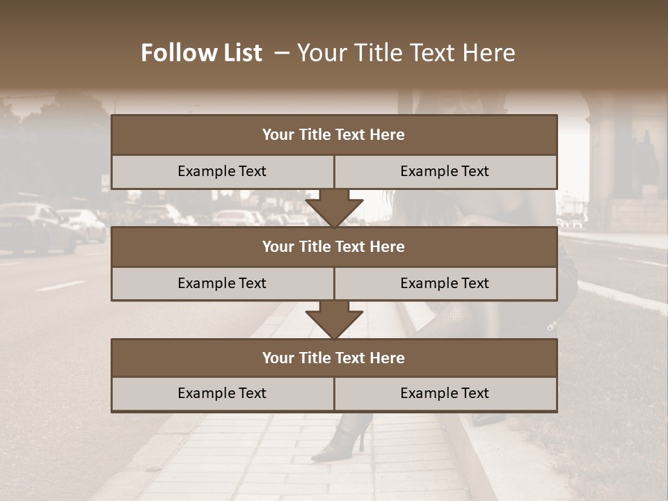 A Woman Is Sitting On A Post On The Side Of The Road PowerPoint Template
