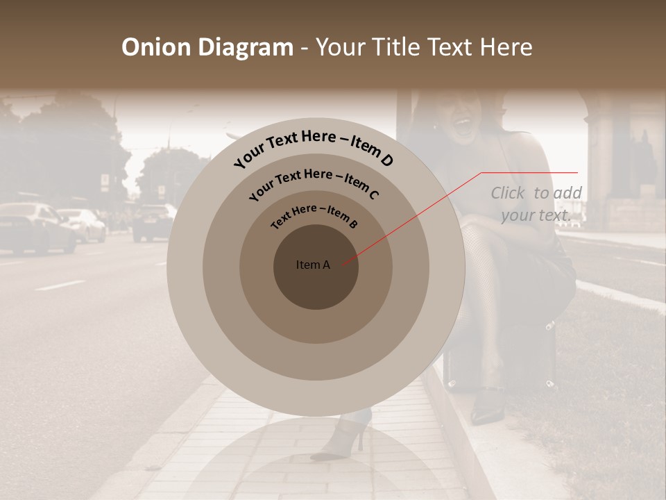 A Woman Is Sitting On A Post On The Side Of The Road PowerPoint Template