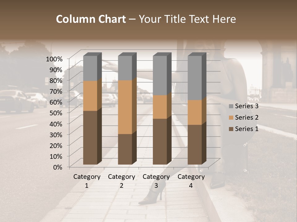 A Woman Is Sitting On A Post On The Side Of The Road PowerPoint Template