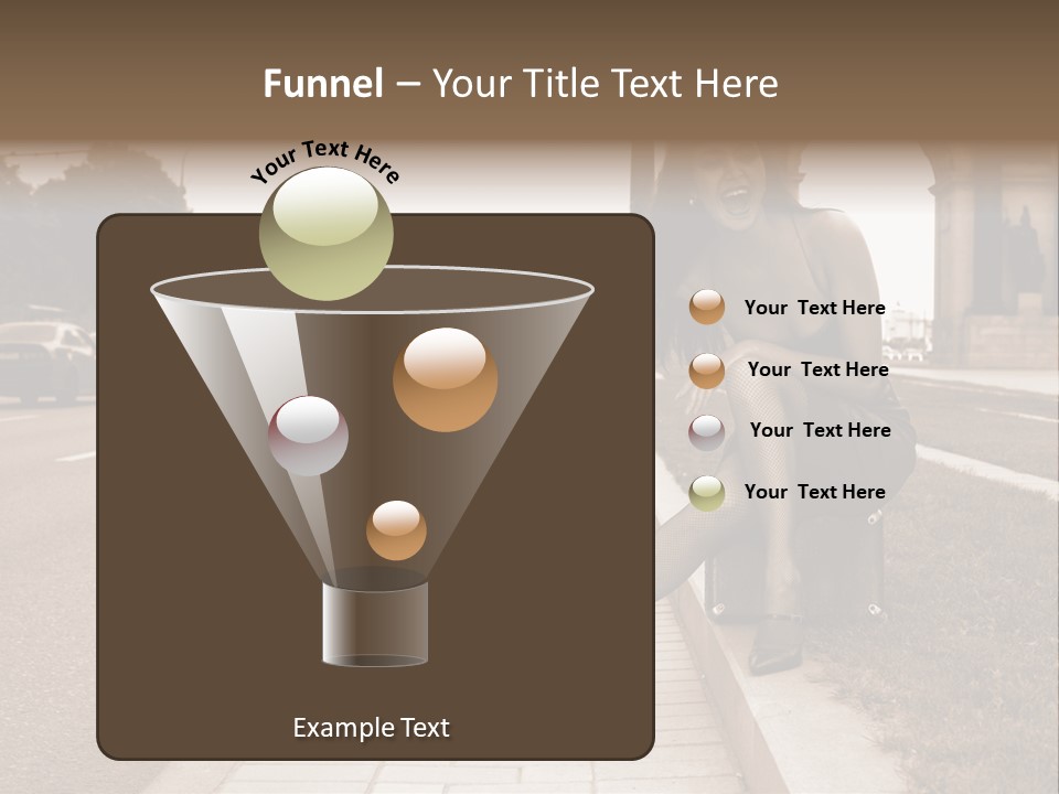 A Woman Is Sitting On A Post On The Side Of The Road PowerPoint Template