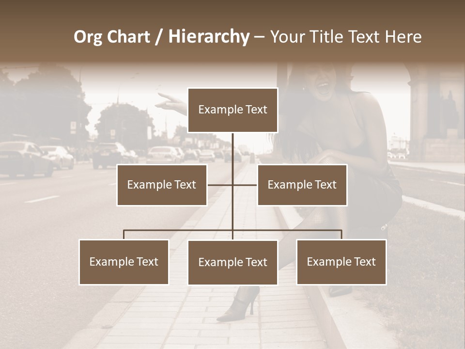 A Woman Is Sitting On A Post On The Side Of The Road PowerPoint Template