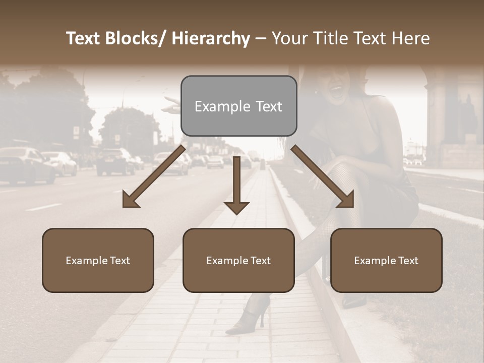 A Woman Is Sitting On A Post On The Side Of The Road PowerPoint Template