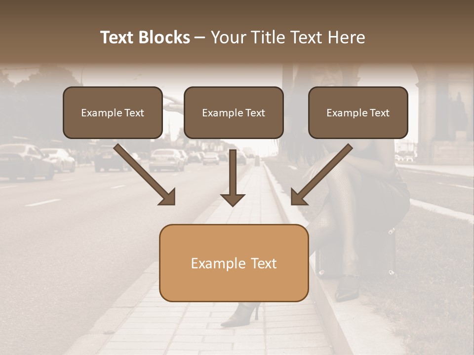 A Woman Is Sitting On A Post On The Side Of The Road PowerPoint Template